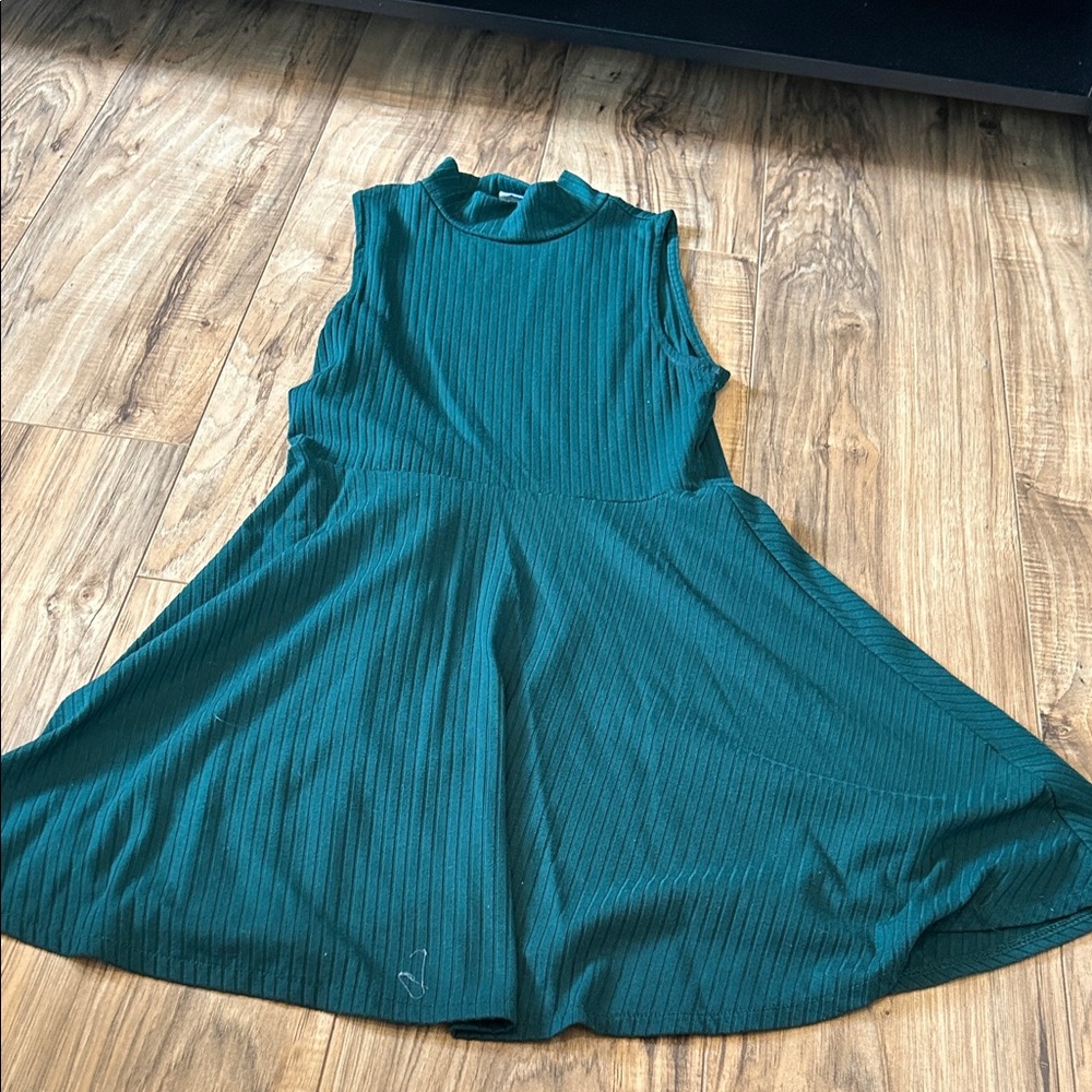 Prince & Fox Sleeveless Teal Ribbed Fit-and-Flare Dress